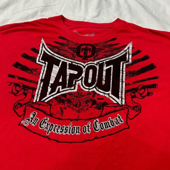 Vintage y2k Cyber Grunge Tapout Double sided Affliction style red t shirt mens - Picture 2 of 7